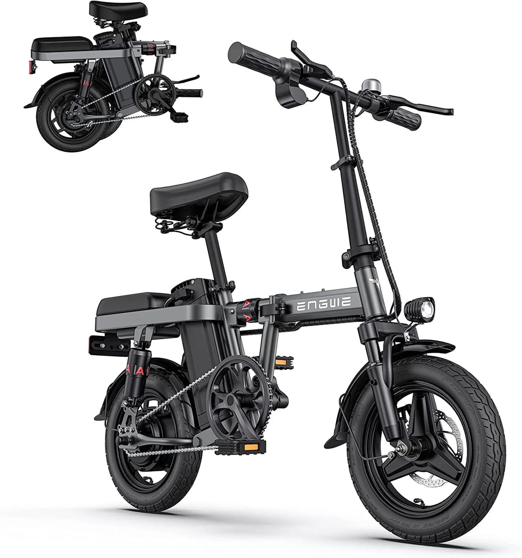 Engwe T14 Folding Electric Bikes for Adults,350W Mini Ebike 48V10AH Removable Battery, Urban City Commuter Electric Bicycles-Grey