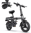 Engwe T14 Folding Electric Bikes for Adults,350W Mini Ebike 48V10AH Removable Battery, Urban City Commuter Electric Bicycles-Grey