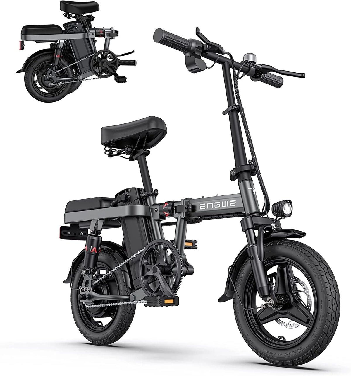Engwe T14 Folding Electric Bikes for Adults,350W Mini Ebike 48V10AH Removable Battery, Urban City Commuter Electric Bicycles-Grey