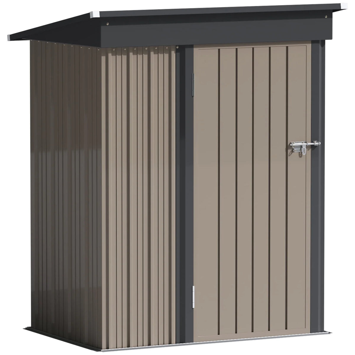 LACOO 4' x 6' Outdoor Storage Metal Shed for Tool Storage, Outdoor House for Backyard & Garden,Brown