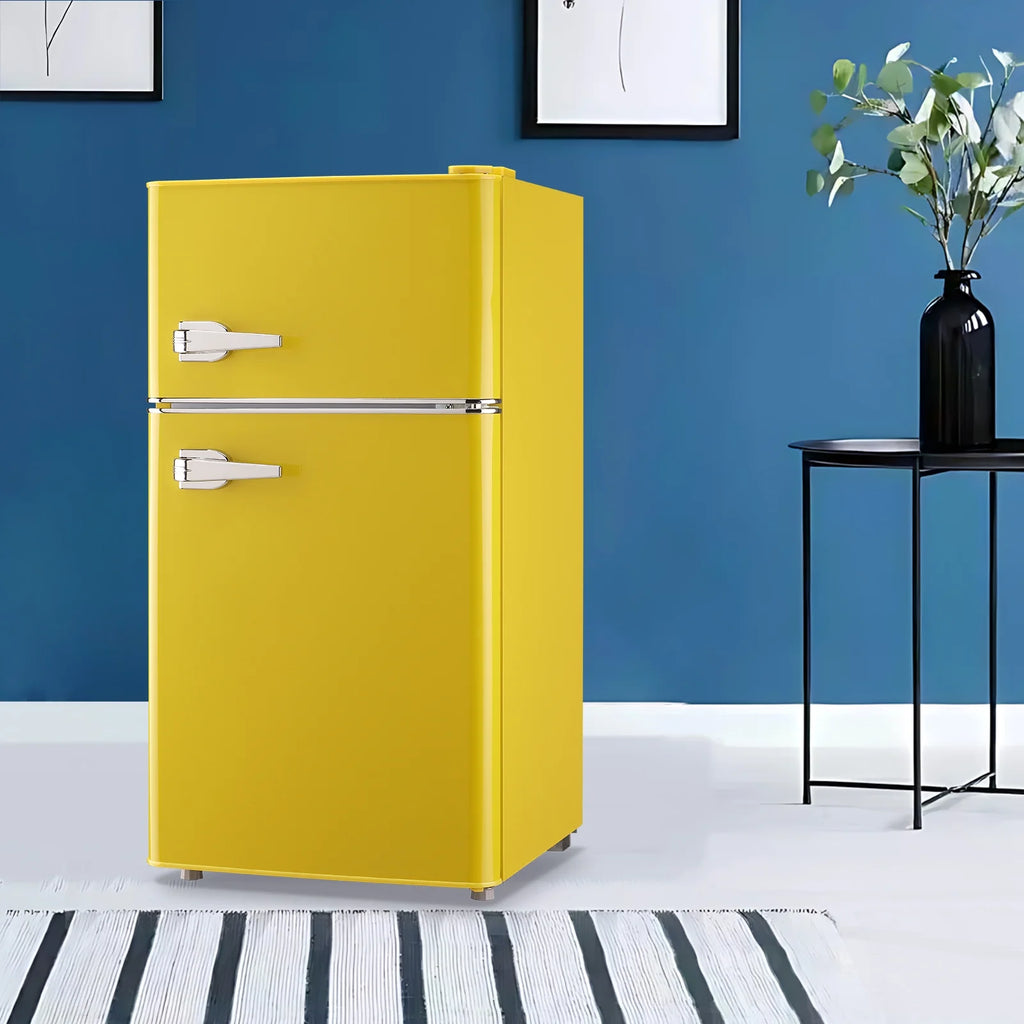 Tacool 3.5 Cu.ft Retro Mini Fridge with Freezer, 2 Door Small Refrigerator with 7 Adjustable Thermostat for Home, Blue