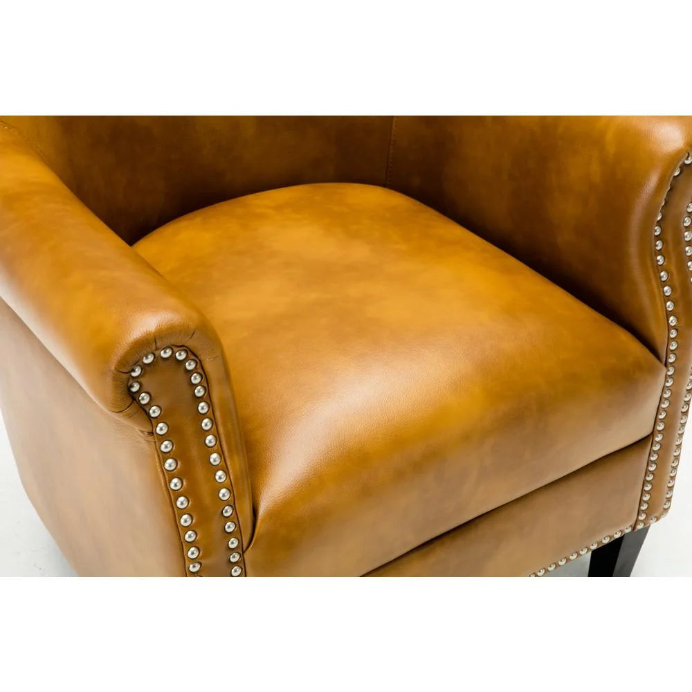 Comfort Pointe Holly Navy Blue Faux Leather Club Chair with Nail Head Trim