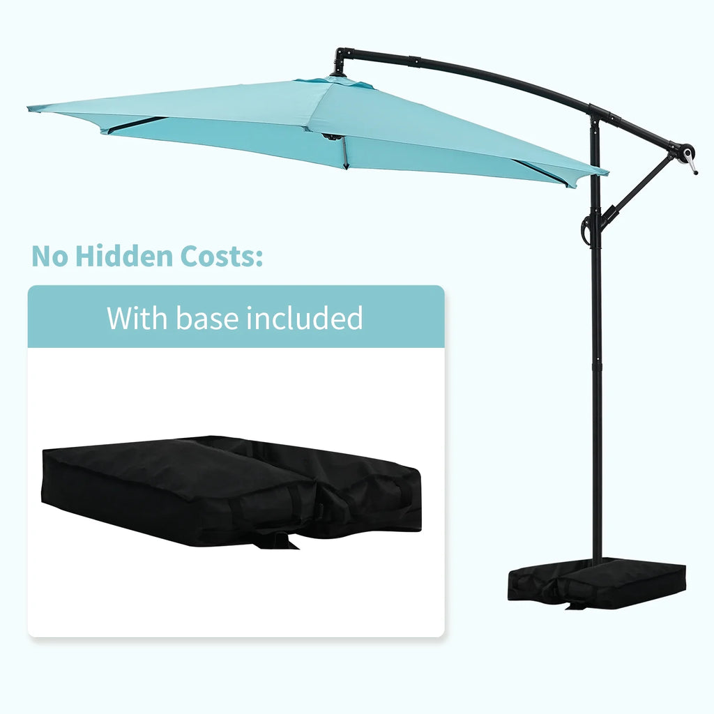 Autlaycil 10 ft Cantilever Offset Outdoor Patio Umbrella with Base Stand Rotate and Tilt, Blue