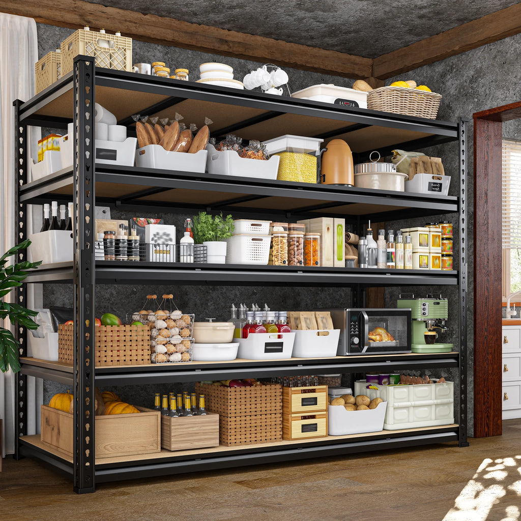 REIBII 60" W Garage Shelving 3000LBS Heavy Duty Storage Shelves Adjustable 5 Tier Metal Storage Rack,60" W x 24" D x 72" H