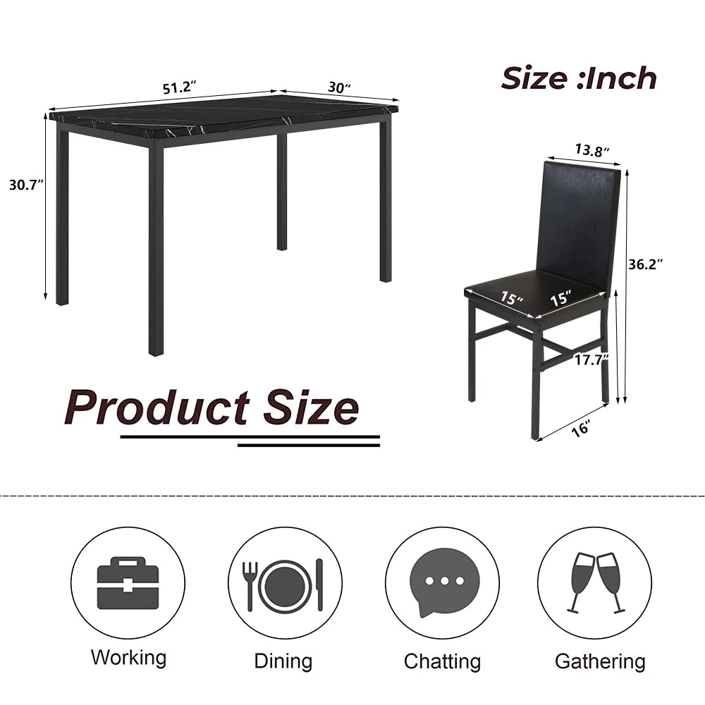 Dining Table with 6 High-back Upholstered Chairs, Modern Dinette Set, Dining Table and Chairs Set for 6 Persons, Small Home Kitchen Dining Table Set, Ideal for Apartment Breakfast Nook Bar, B1470