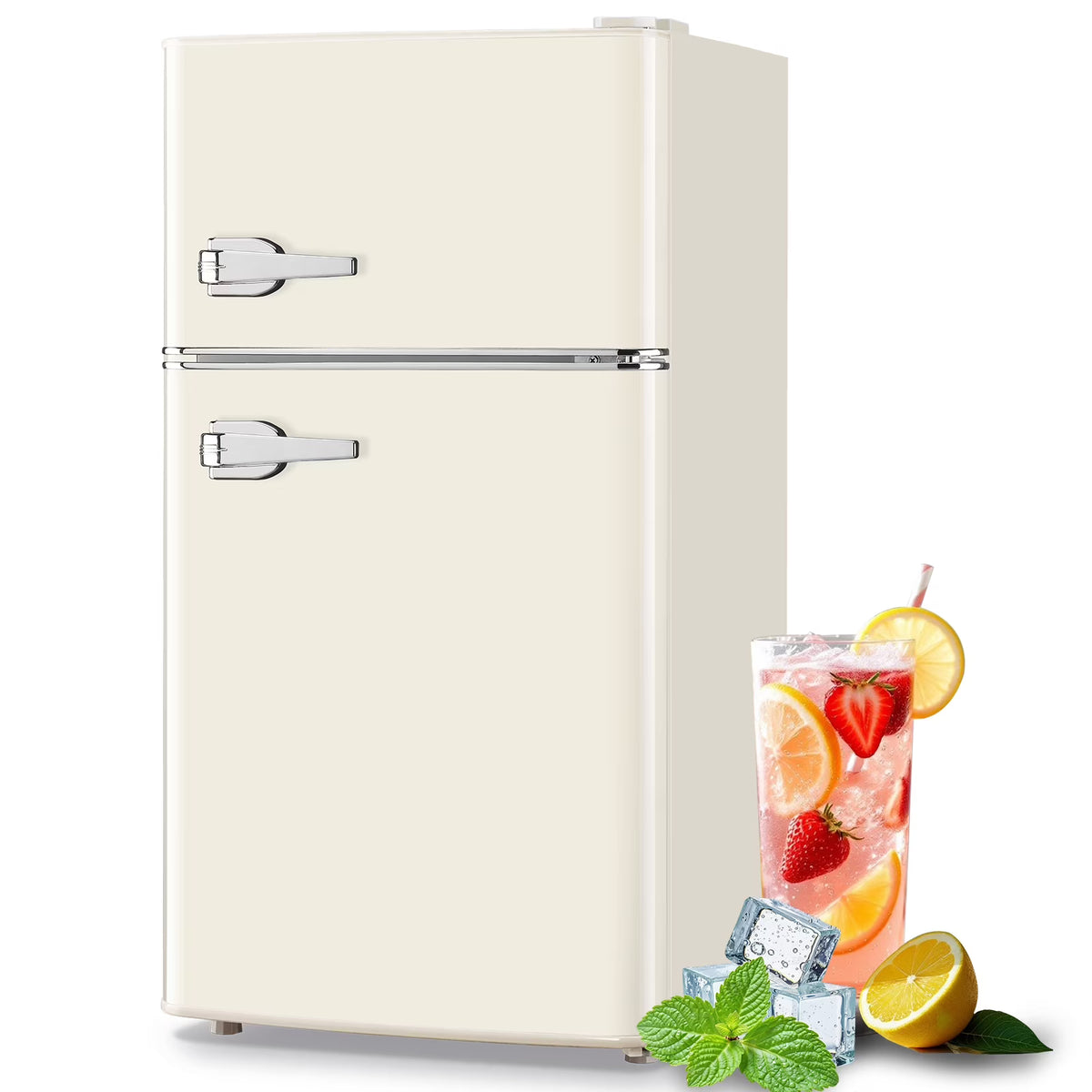 Tacool 3.5 Cu.ft Retro Mini Fridge with Freezer, 2 Door Small Refrigerator with 7 Adjustable Thermostat for Home, Blue