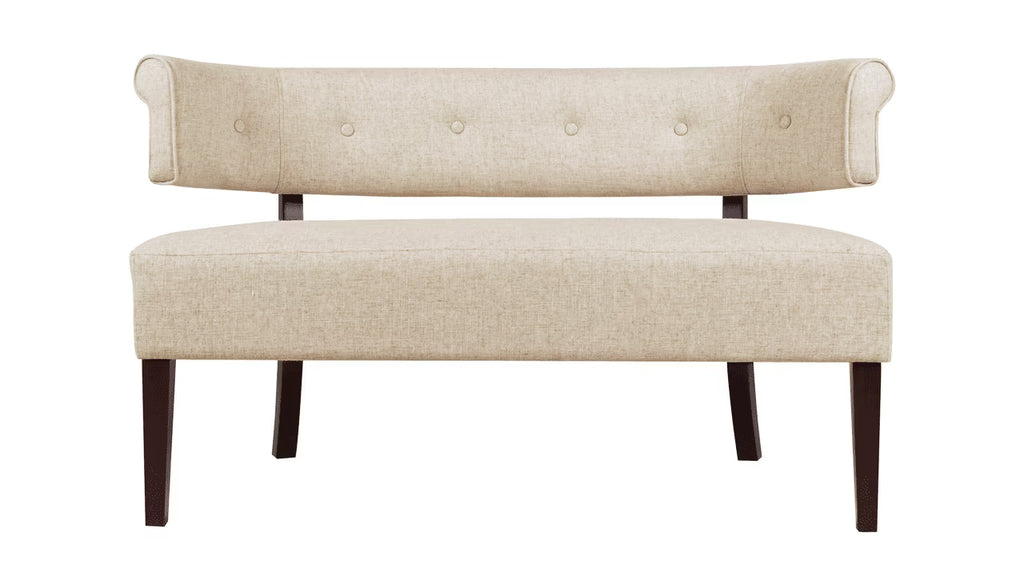 Jennifer Taylor Home Jared Roll Arm Tufted Polyester Fabric Bench, Sky Neutral Beige
