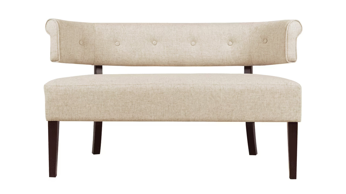Jennifer Taylor Home Jared Roll Arm Tufted Polyester Fabric Bench, Sky Neutral Beige