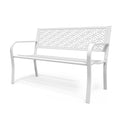 Ktaxon Outdoor Bench, Mental Bench with Floral Back, 2-Person Garden Bench for Outside Yard Patio Entryway Park Porch, 800LBS, White