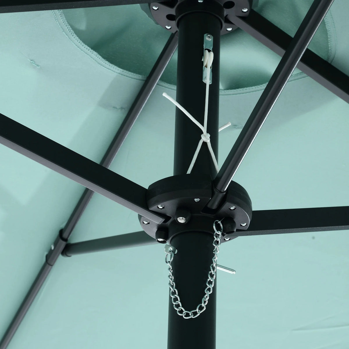 Outdoor Patio Umbrella, 15FT Double-Sided Solar Umbrella with Crank, Large Umbrella for Pool Yard, with 12pcs Steel Ribs, Dark Green