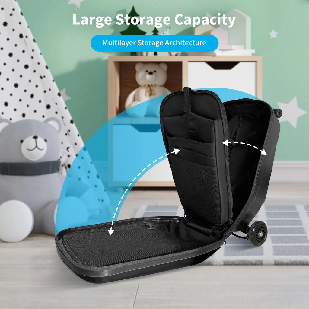 TABU Scooter Luggage for Kids & Adults, Carry on Luggage with Wheels for Kids Ages 6-15,Blue
