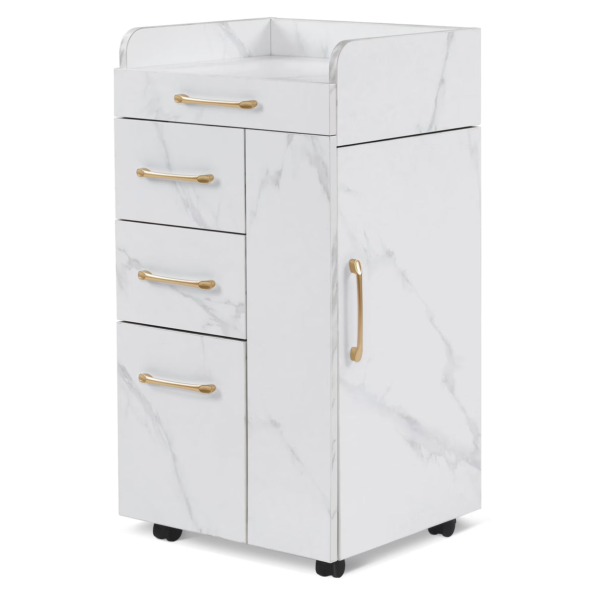 BarberPub Salon Trolley, Hair Styling Rolling Utility Cart with Storage Drawer