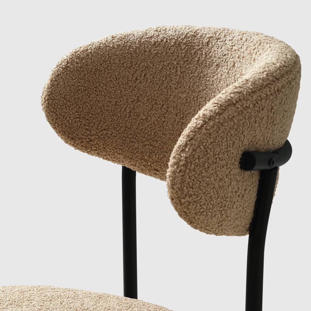 WestinTrends Alexandria Mid-Century Modern Upholstered Sherpa Round Dining Chairs (Set of 4), Sunset Gold
