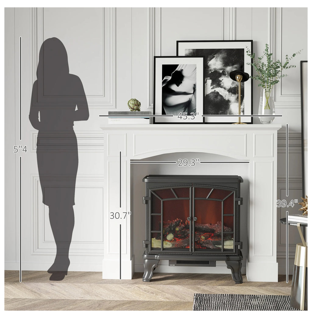 Modern Fireplace Mantel, Surround Mantels for Fireplace with Decorative Pattern Interior Width 29" White