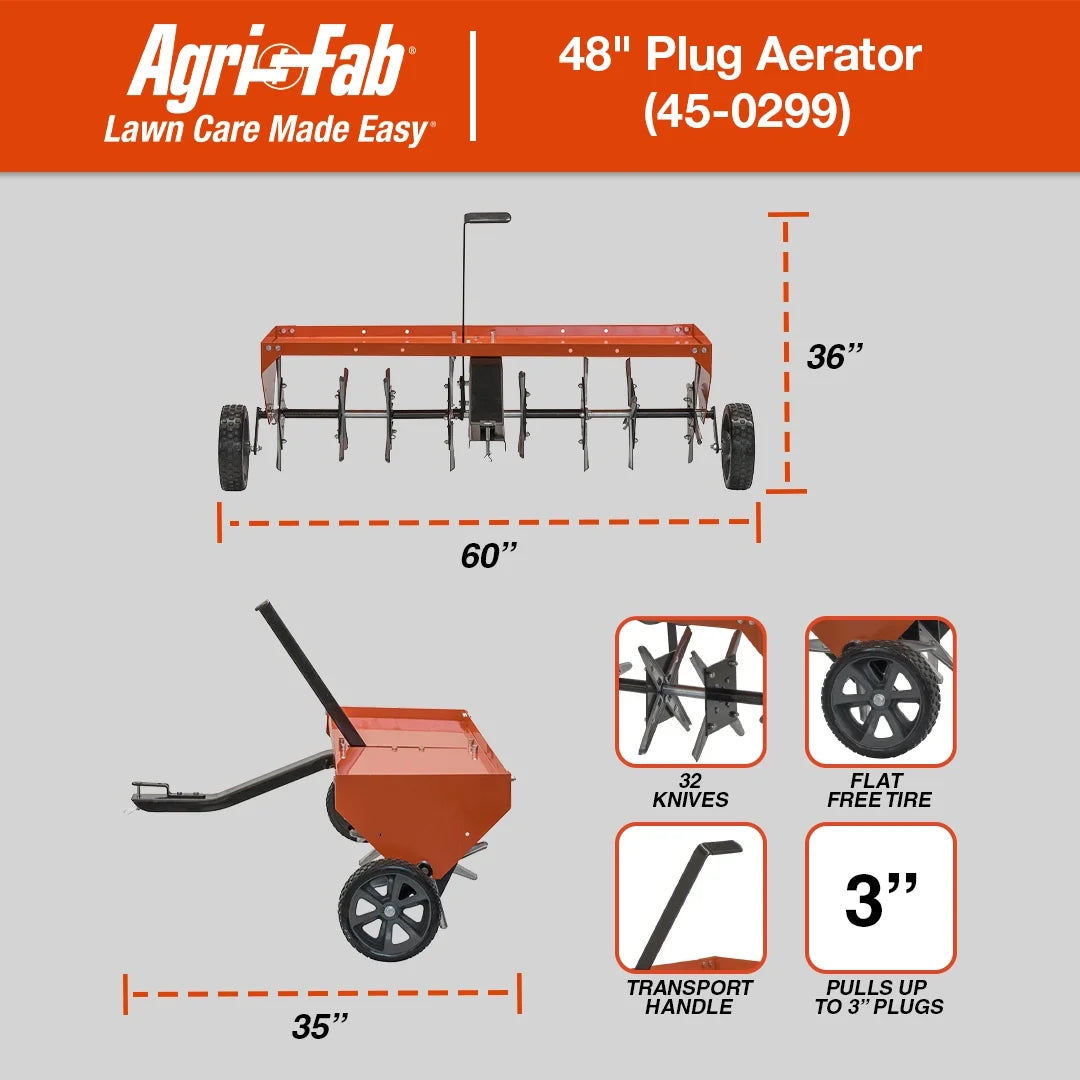 Agri-Fab, Inc. 48" Plug Aerator Tow-Behind Lawn Groomer - Model # 45-0299
