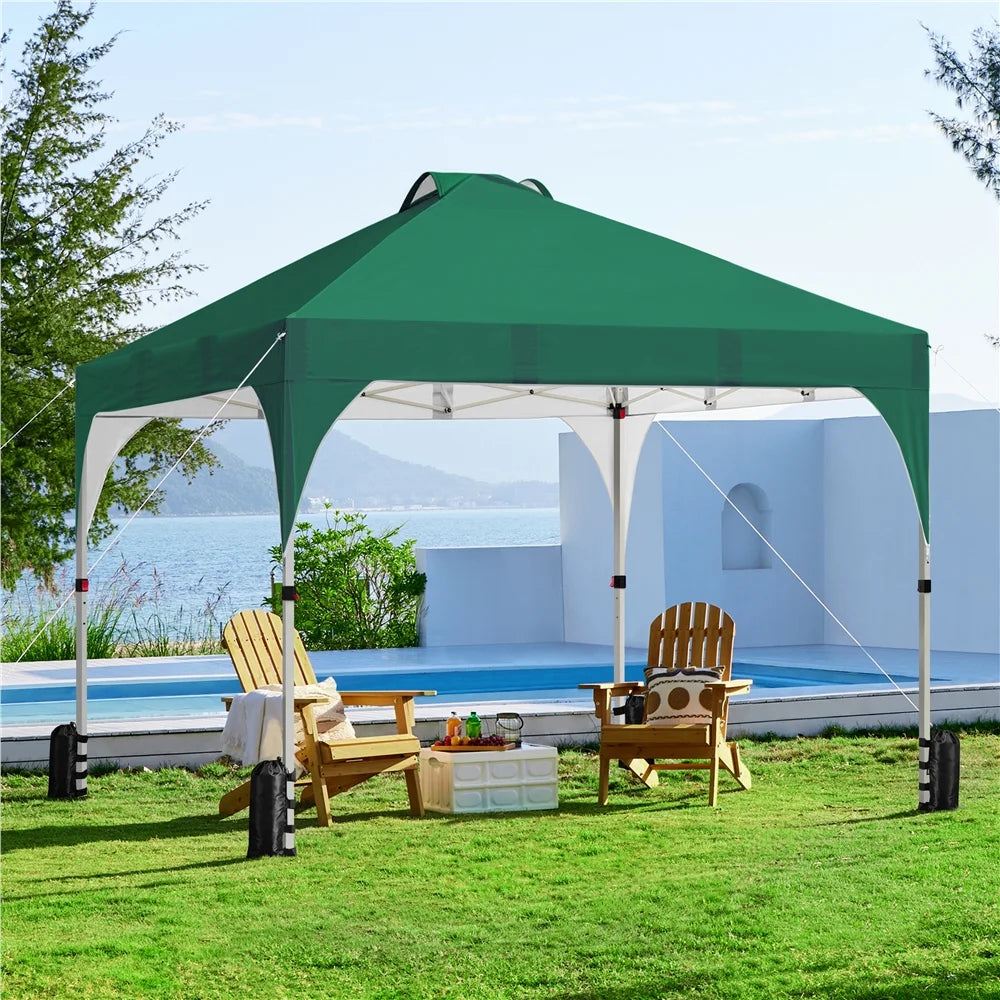 Topeakmart 8x8ft Pop Up Canopy Tent with Adjustable Height and Roller Bag, White