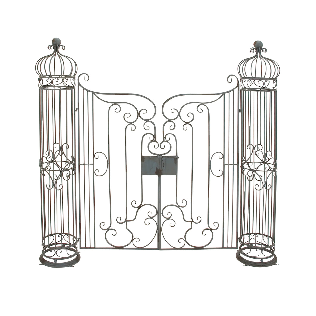 DecMode Traditional Metal Arch with Botanical Design Garden Arbors with Latch Lock Closure, 78"W x 94"H