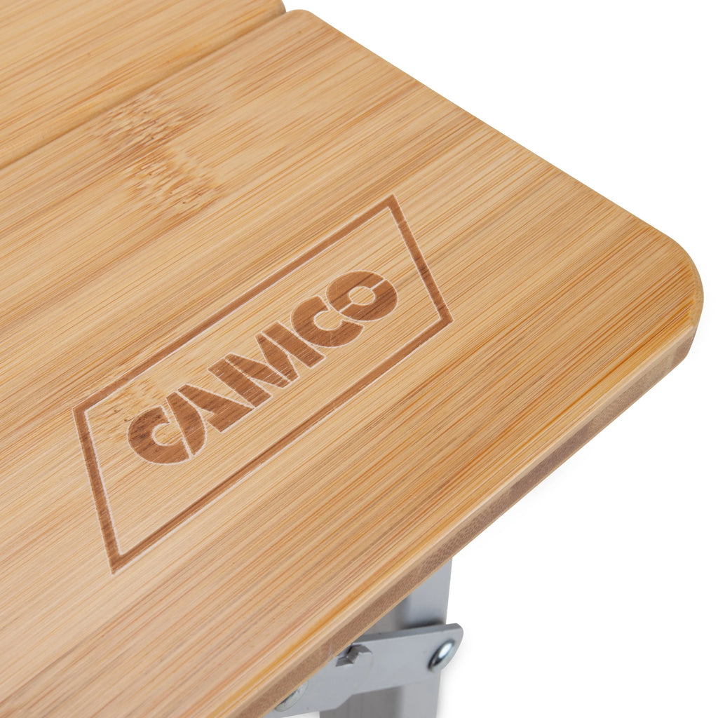 Camco Folding Bamboo Table, 18" - 25.5" Tall, Aluminum Legs (51895)