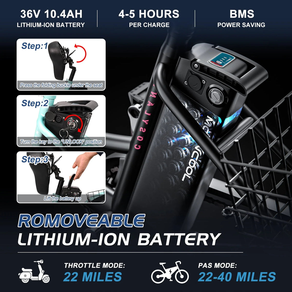 ABORON 350W Electric Trike, 7 Speed 24"/26" Motorized 3 Wheel Electric Tricycle for Adults with 36V 10Ah Lithium Battery UL Certified, Rear Basket