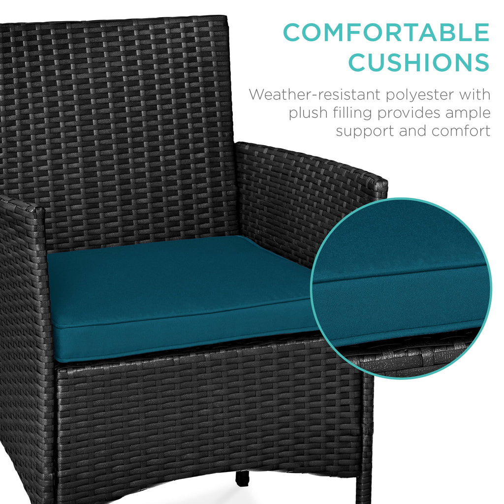 Best Choice Products 3-Piece Outdoor Wicker Conversation Patio Bistro Set, w/ 2 Chairs, Table - Gray/Navy