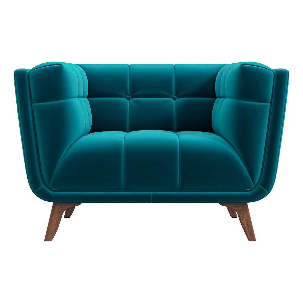 Allen Mid-Century Modern Velvet Upholstered Armchair in Blue