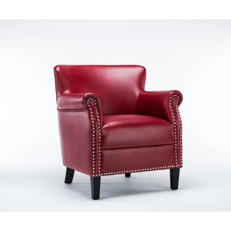 Comfort Pointe Holly Navy Blue Faux Leather Club Chair with Nail Head Trim