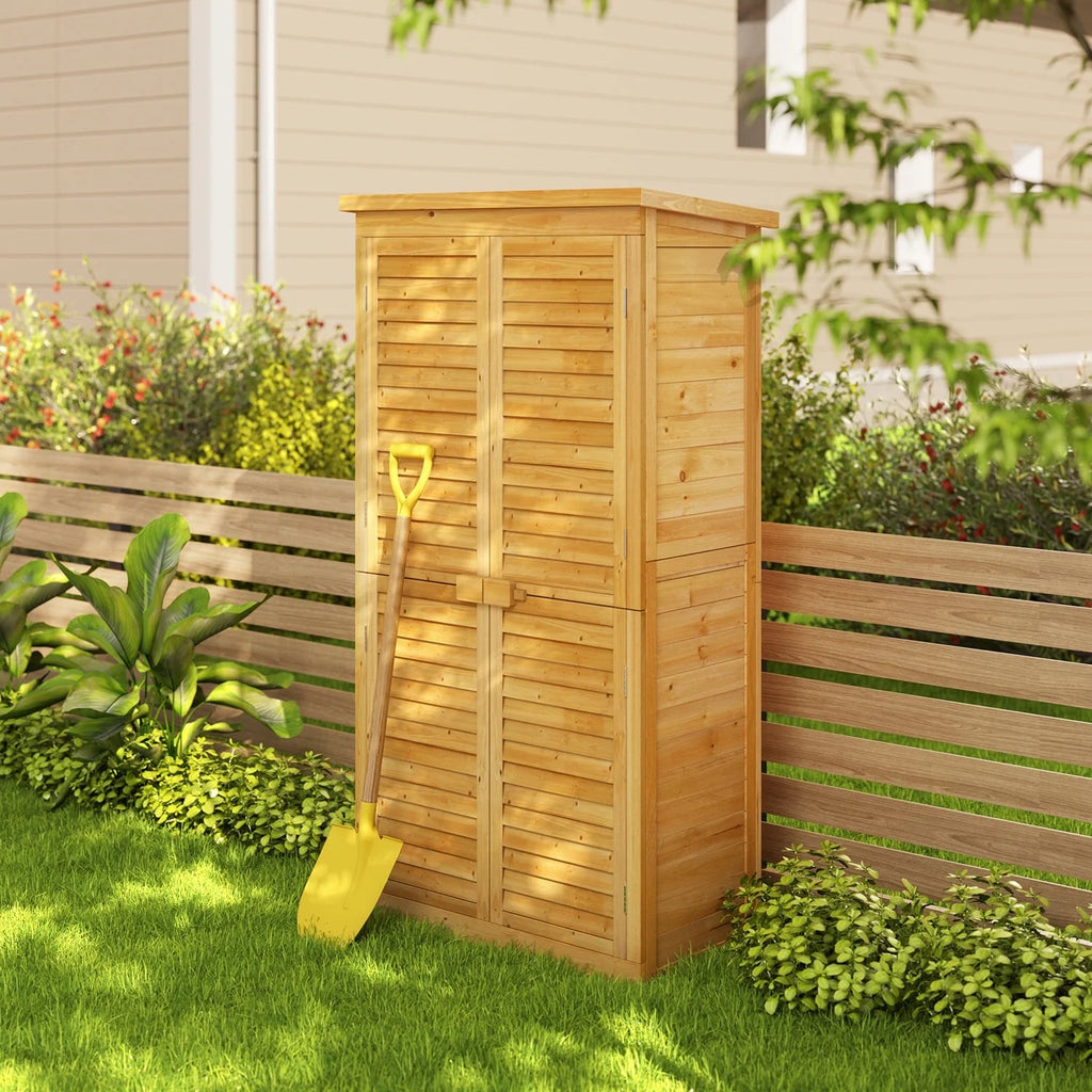 Asofer Outdoor Storage Shed, Storage Cabinet Clearance, Wooden Tool Shed, Deck Cabinet for Outside Patio Lawn