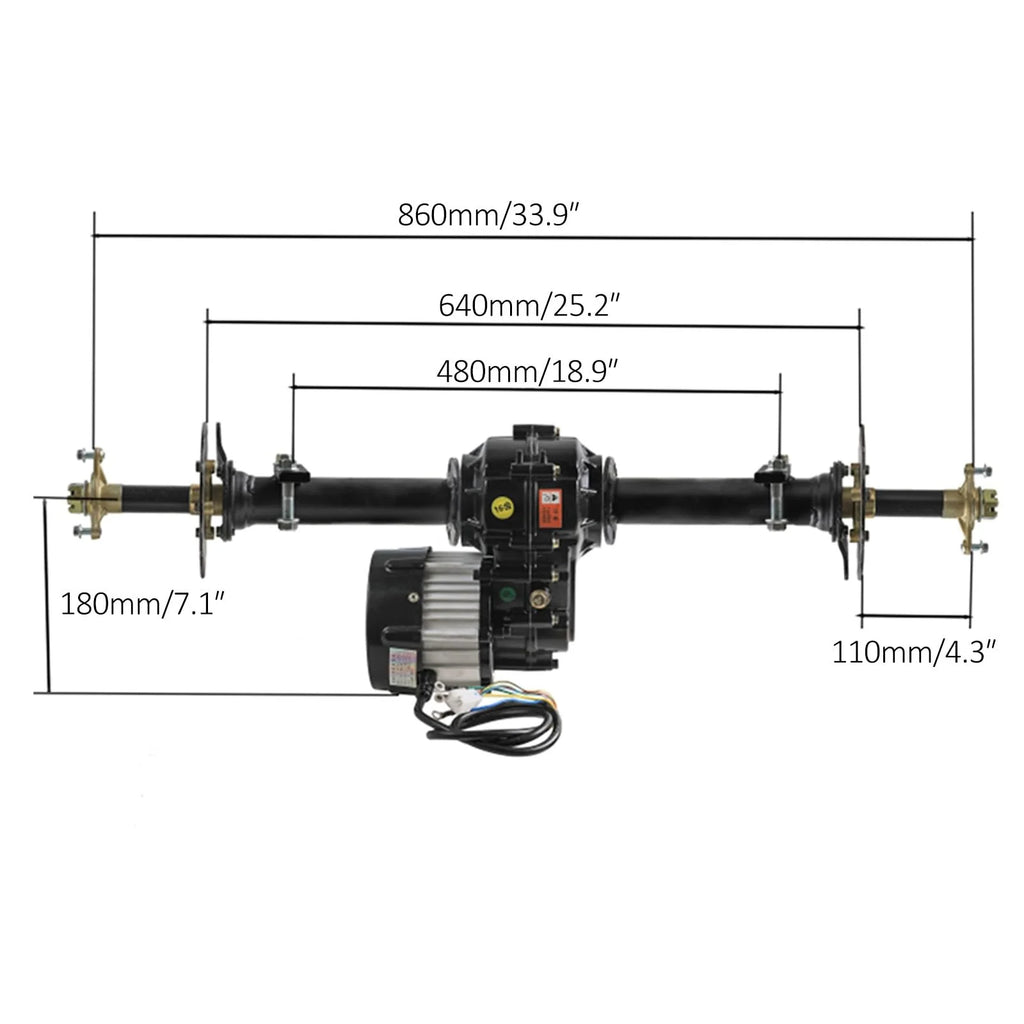 Rear Differential Axle Kit 72V 1500W Electric Motor Controller Brake 13x5.00-6 Wheels Tires DIY Parts For Go Kart Golf Cart ATV Quad Buggy Trike Tricycle 4 Wheeler Dolly Lawn Mower (40" Axle)
