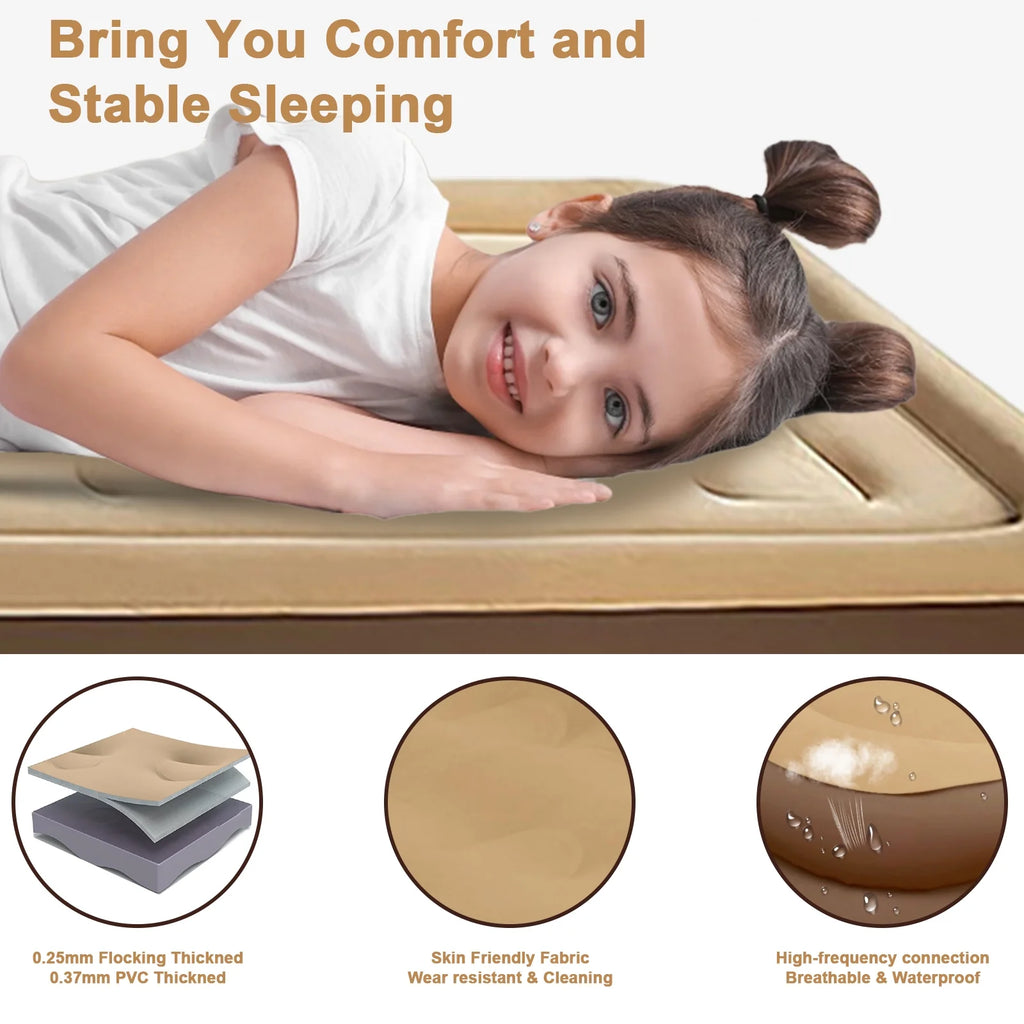 AJONALAA 18in Queen Air Mattress with Headboard, Inflatable Mattress Airbed for Camping