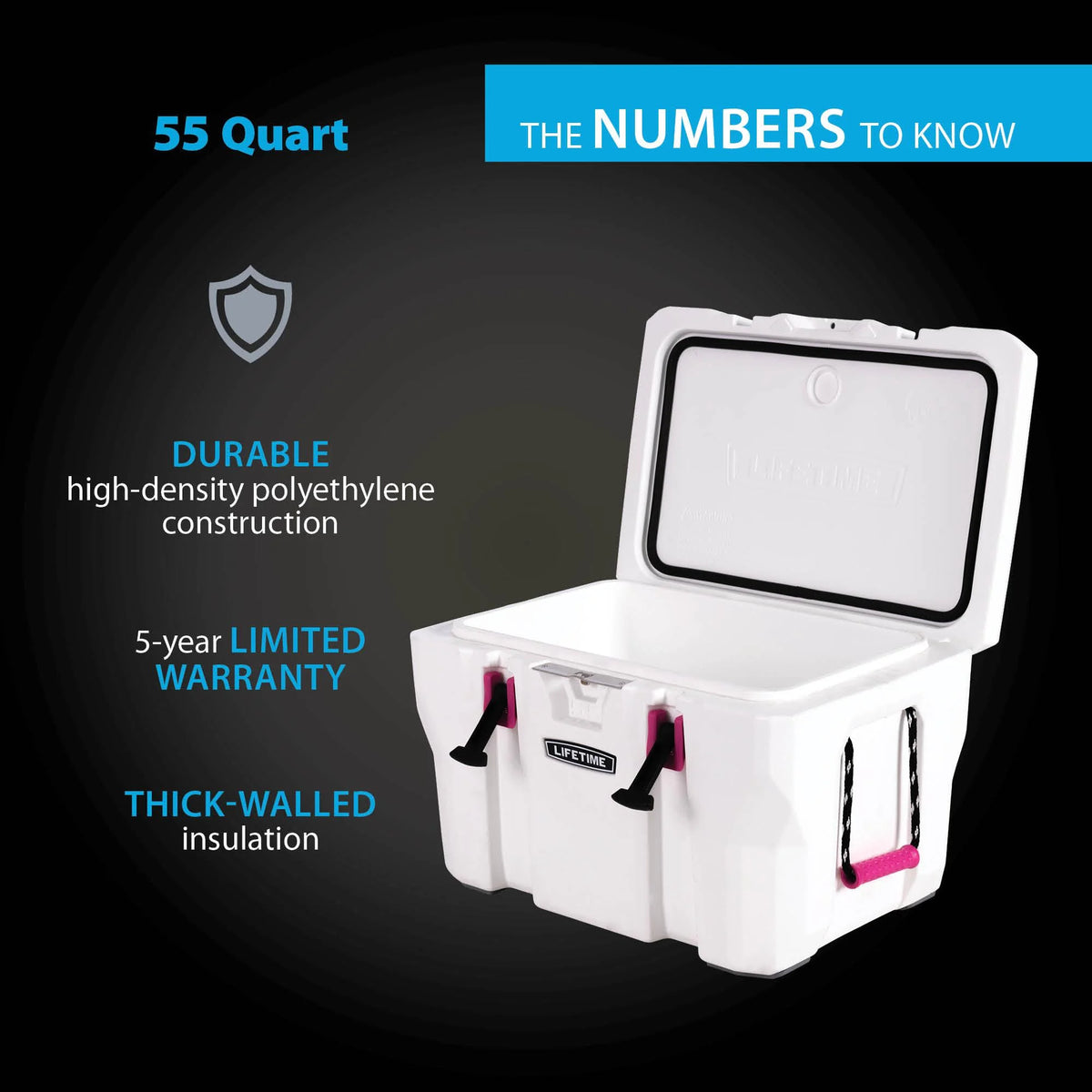 Lifetime 55 qt Bear-Resistant Camping Cooler, Premium High Performance, Ice Retention, Hard Cooler, 60 Can Capacity, Light Gray (90949)