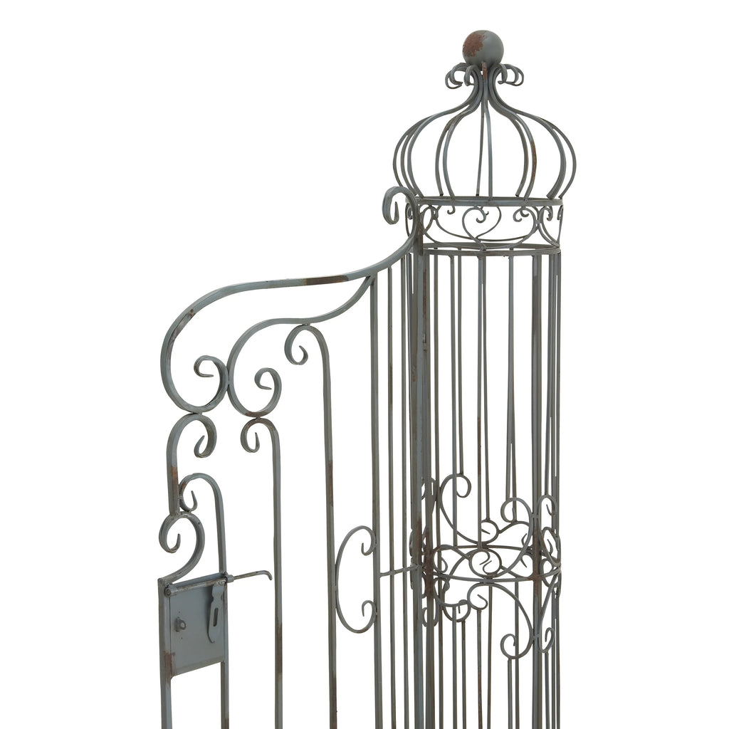 DecMode Traditional Metal Arch with Botanical Design Garden Arbors with Latch Lock Closure, 78"W x 94"H