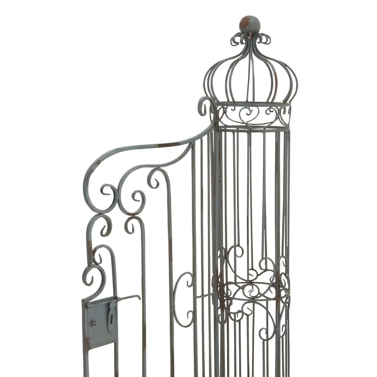 DecMode Traditional Metal Arch with Botanical Design Garden Arbors with Latch Lock Closure, 78"W x 94"H