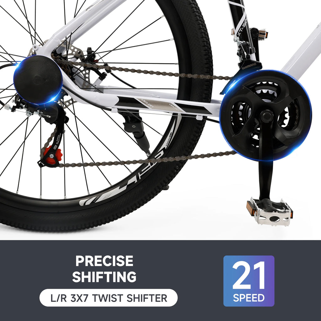 ARTUDATECH 27.5 Inch Mountain Bike, Shimano 21 Speed,  Dual Disc Brake Bike for Men Womens Adult, Full Suspension Bicycle