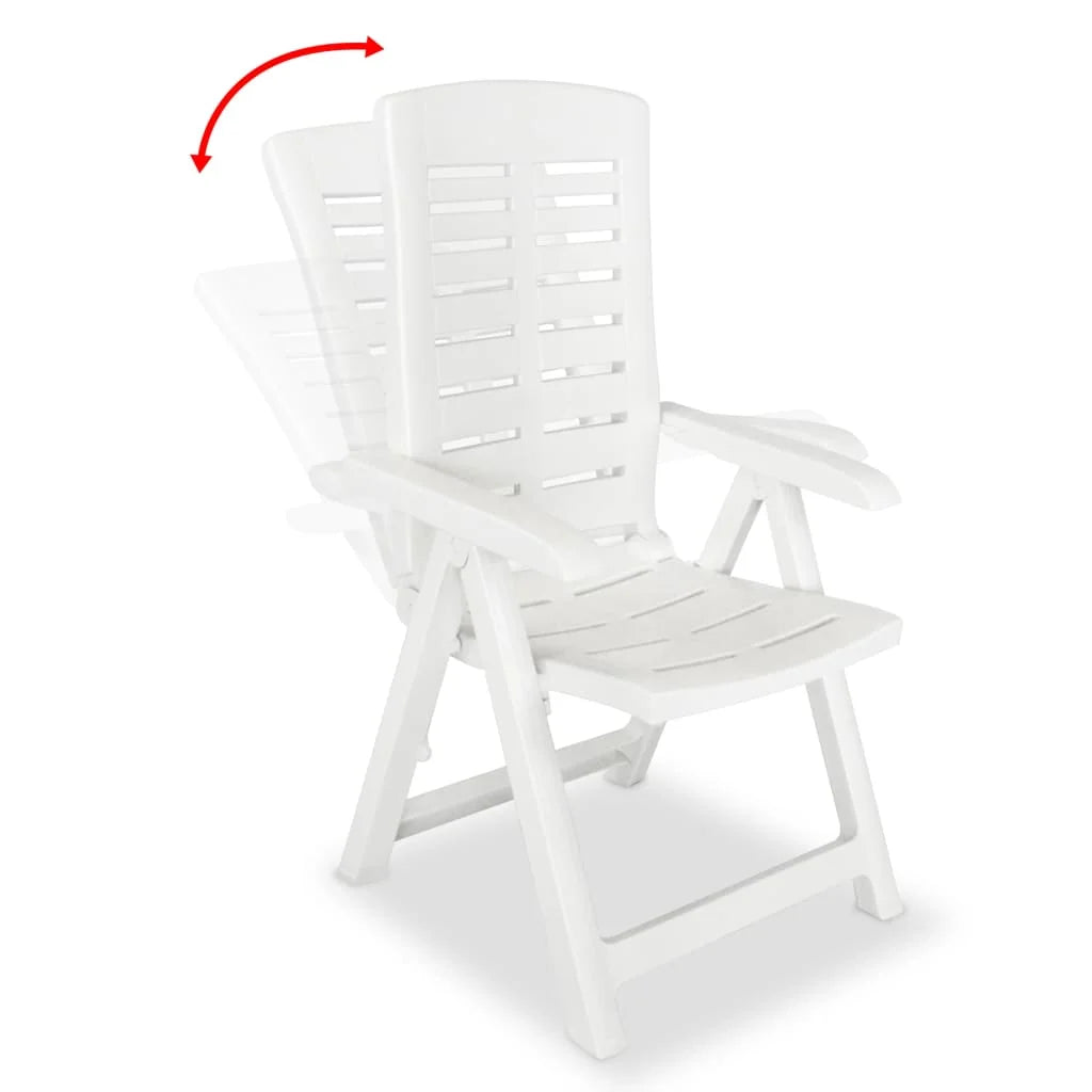 vidaXL Reclining Patio Chairs Outdoor Stack Dining Chair with Armrest Plastic