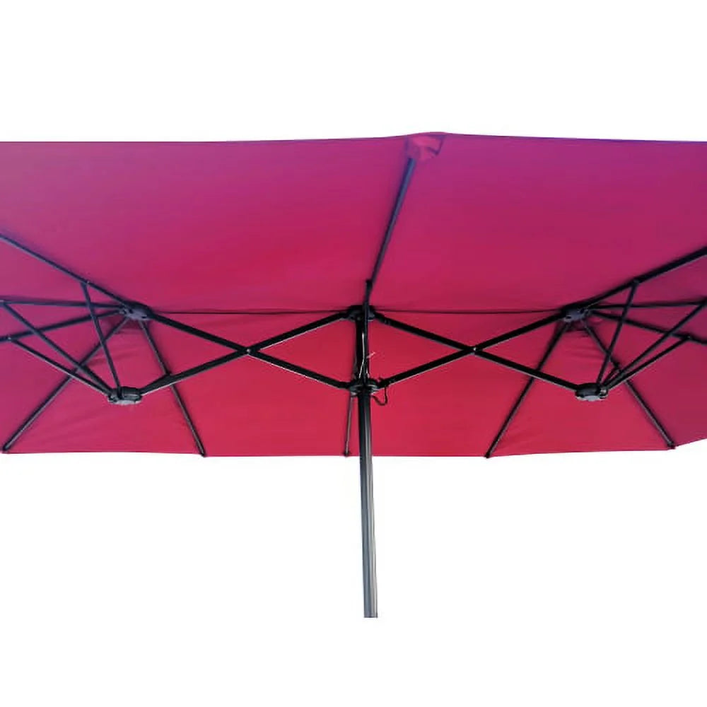 15x9Ft Rectangular Double-Sided Patio Umbrella,Market Table Canopy Waterproof Twin Umbrella with Wind Vents,Garden Extra Large Umbrella with Crank Handle,for Garden Deck Backyard Pool Outside Deck