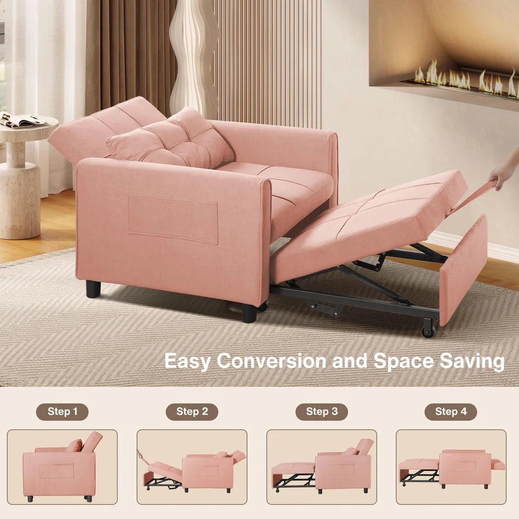 Convertible Sleeper Chair, Aiho 3-in-1 Convertible Sofa Bed Recliner Chair with Pull Out Couch - Dark Gray