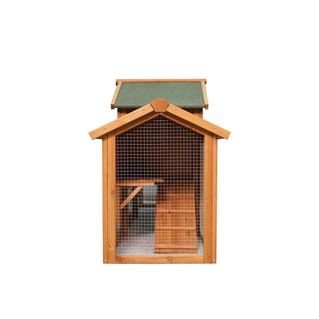 79.5 " Outdoor Poultry Cage, Large Wooden Bunny Cage Chicken Coop Hen House with 2 Runs, 2 Tier Waterproof Poultry Pen Enclosure for Rabbit Chicken Duck Small Animals