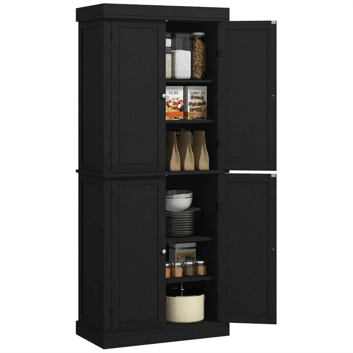 Demi Bonn 72" Large Kitchen Cabinet, Pantry Storage with Doors & Shelves, Freestanding Food Pantry Cabinet, Space-Saving Storage Solution, White