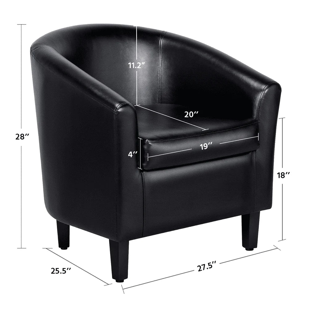 Yaheetech Faux Leather Accent Arm Chair For Living Room, Black