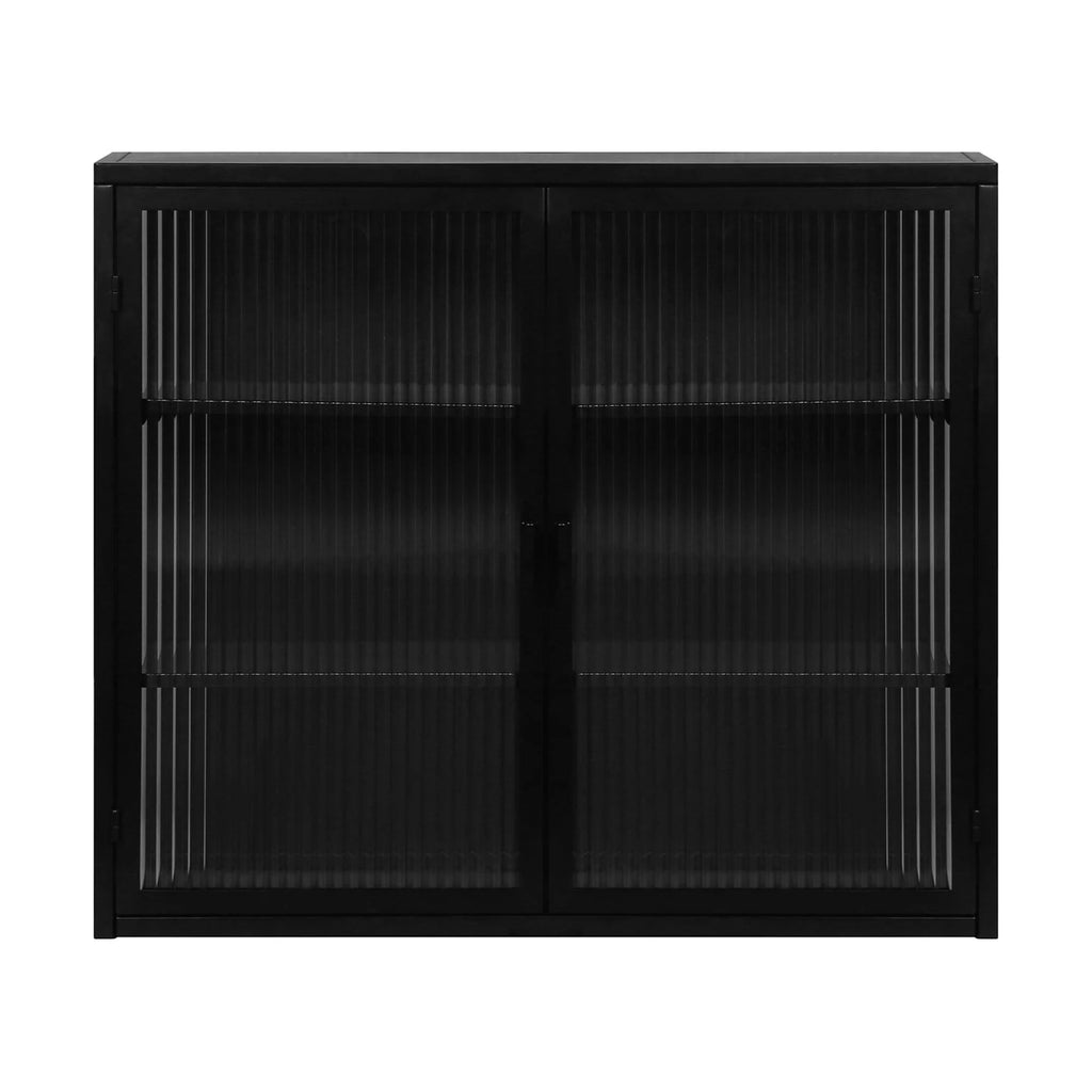 27.56"Modern Wall Cabinet with Glass Doors, Bathroom Cabinet with Featuring Three-tier Storage for Entryway Living Room, Bathroom or Dining Room, Mint Green
