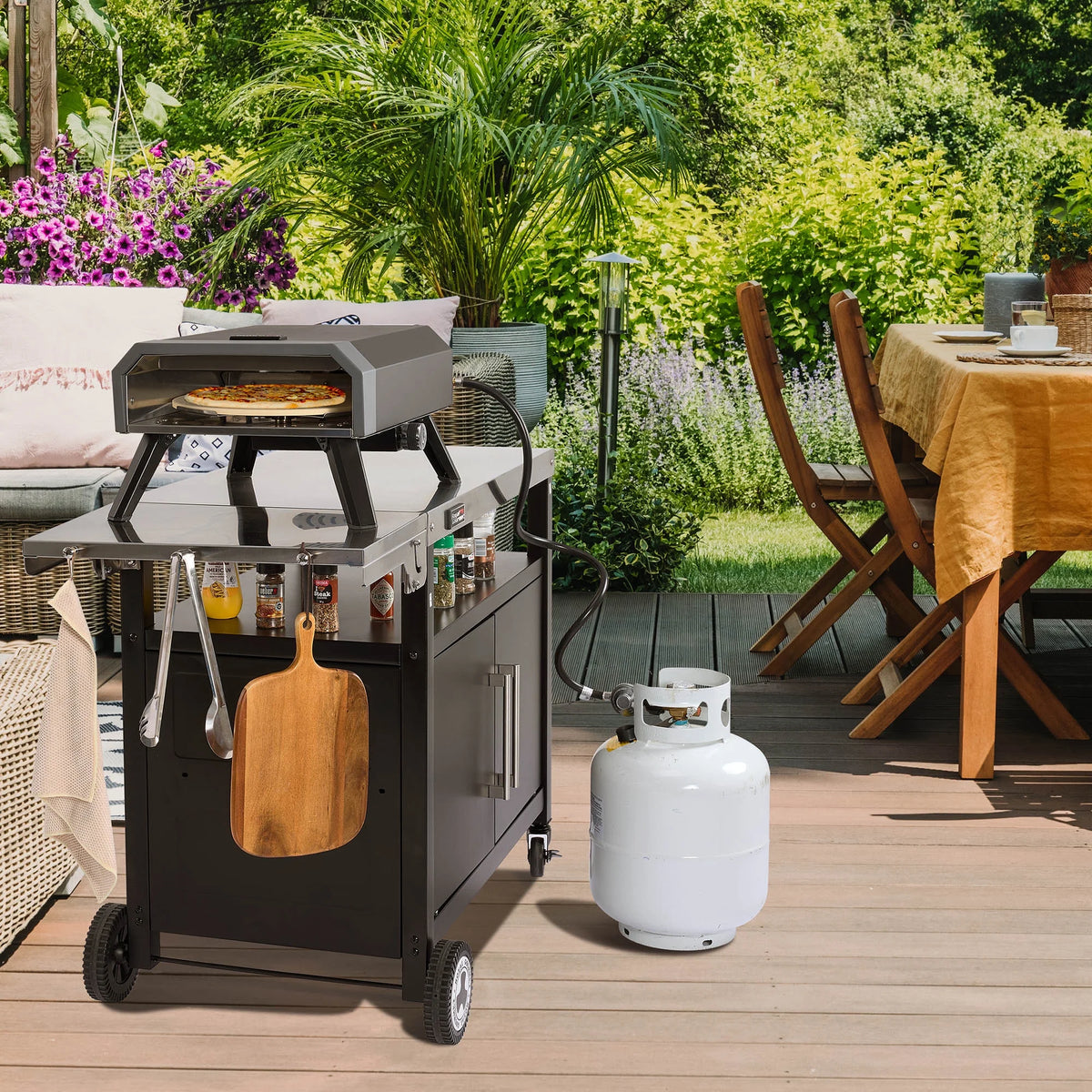 Royal Gourmet GP1301 Portable Gas Pizza Oven with 13-inch Pizza Stone,with Collapsible Legs for Backyard, Outdoor, Handmade Pizza, Black