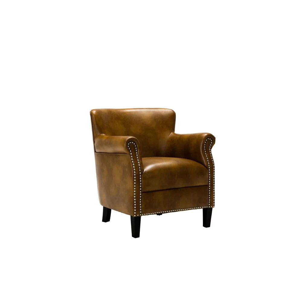 Comfort Pointe Holly Navy Blue Faux Leather Club Chair with Nail Head Trim