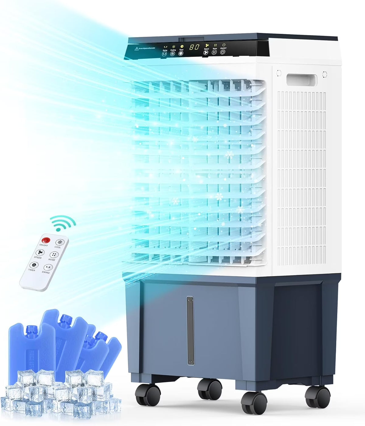 Air Choice Evaporative Air Cooler, 1800CFM Swamp Cooler with 12H Timer, Remote Control, 110 Oscillation & 5.3 Gal Water Tank, 4 Ice Packs, 3 Speeds, 3-in-1 Evaporative Cooler for Outdoor Indoor Use
