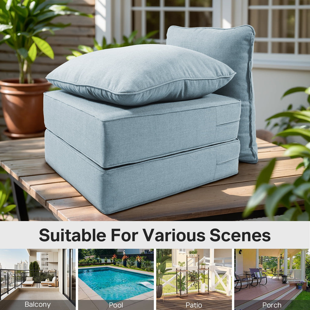 Bellefurn Outdoor Deep Seat Cushion 24 X 24 X 6 inch for Patio Furniture,Outdoor Chair Cushions Waterproof & Fade Resistant Patio Furniture Cushions for Wicker Chair, Sofa, Couch