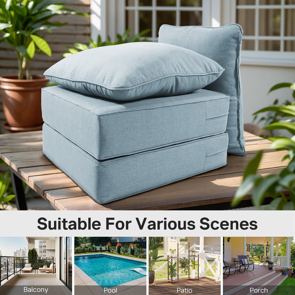 Bellefurn Outdoor Deep Seat Cushion 24 X 24 X 6 inch for Patio Furniture,Outdoor Chair Cushions Waterproof & Fade Resistant Patio Furniture Cushions for Wicker Chair, Sofa, Couch