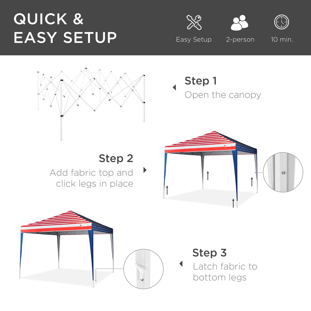Best Choice Products 10x10ft Pop Up Canopy Outdoor Portable Adjustable Instant Gazebo Tent w/ Carrying Bag - White