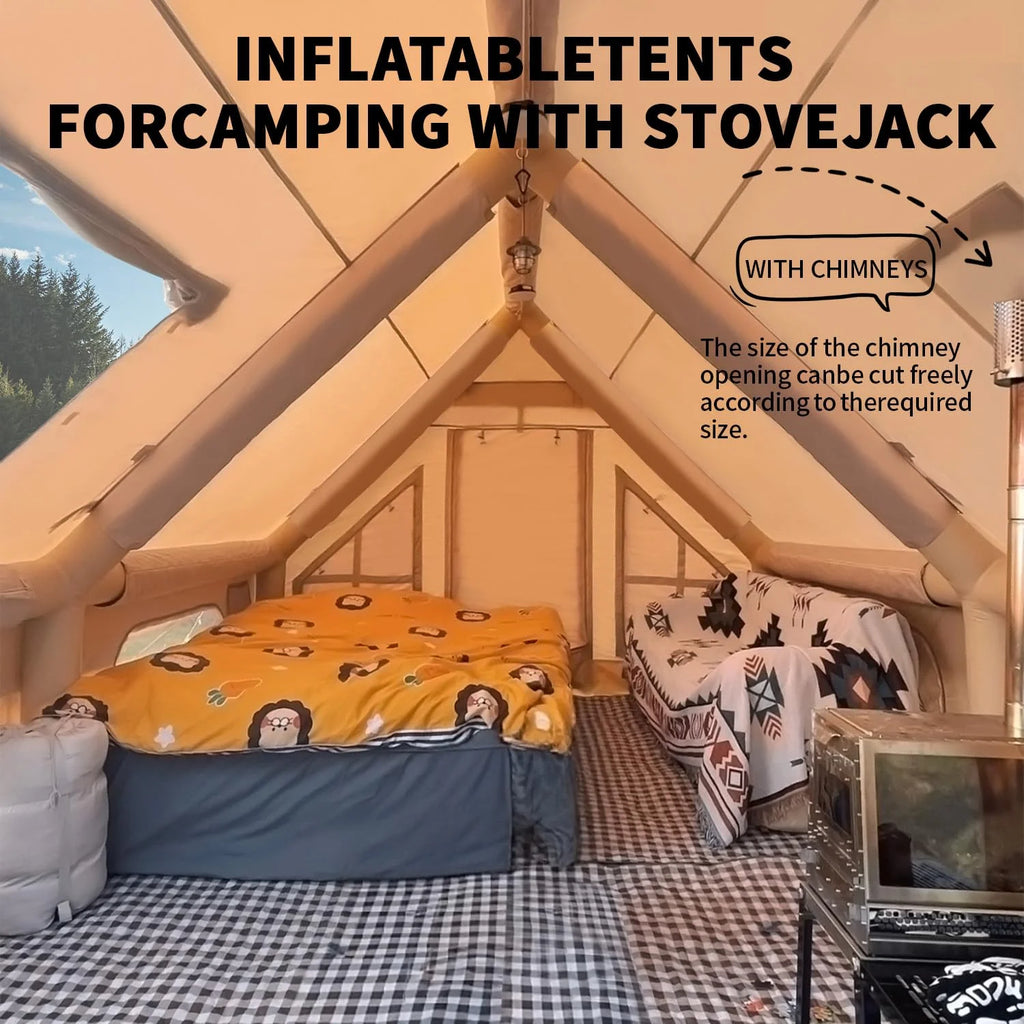 Inflatable Tents for Camping, Large Inflatable Camping Tent with Hand Pump, Easy Setup Tents for 4-6 People, Portable Glamping Tent