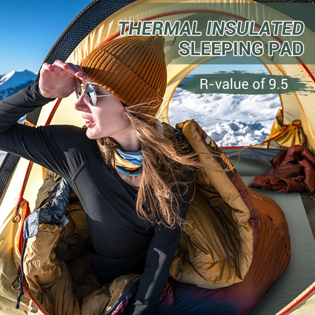 Elegear Self Inflating Sleeping Pad, 3.1" Ultra-Thick Memory Foam Camping Pad with Pillow Fast Inflating in 20s Insulated Camping Mattress Pad 4-Season Camp Sleeping Mat for Camping/Car/Tent