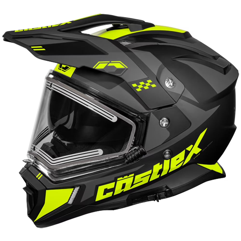 Castle X, 36-28152, Adult Dual Sport Snowmobile Helmet - Heated Shield - CX200 - WRATH - Matte Flo Orange, Small