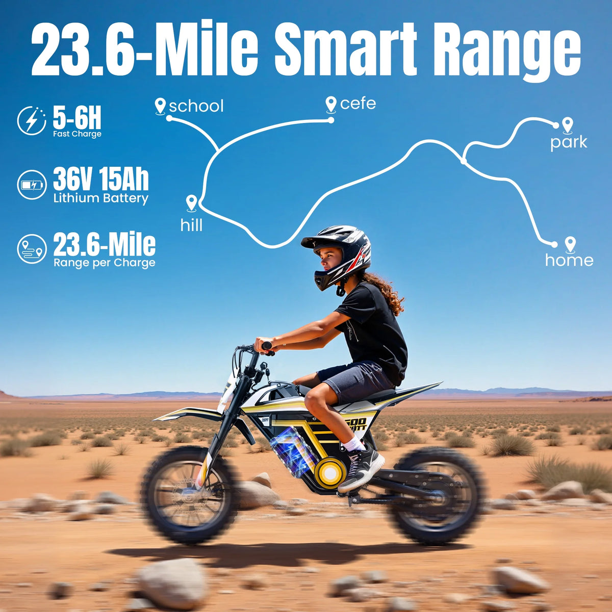 Electric Dirt Bike for Teens Adults, 500W Electric-Motorcycle Mountain Off-Road EBike
